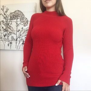Open Drop Back High Neck Sweater